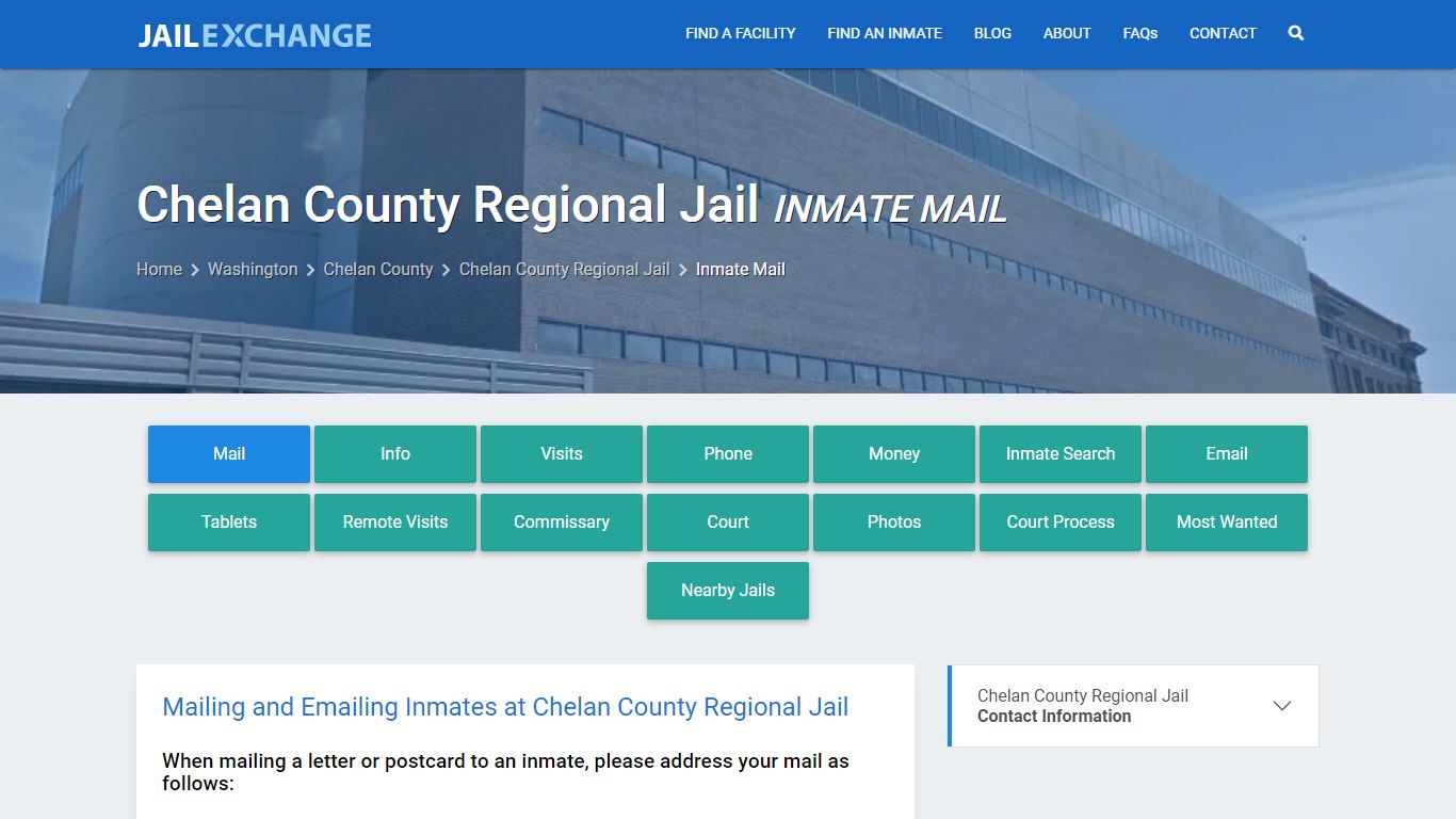 Inmate Mail - Chelan County Regional Jail, WA - Jail Exchange